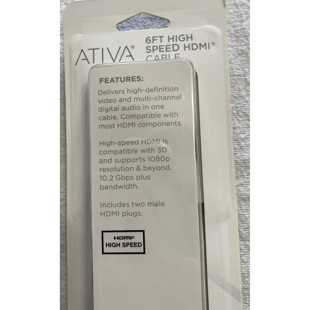 Ativa 6ft High‎ Speed HDMI Cable 4K Ultra HD 3D Compatible Video Audio